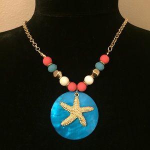 Statement Necklace - Gold tone with starfish